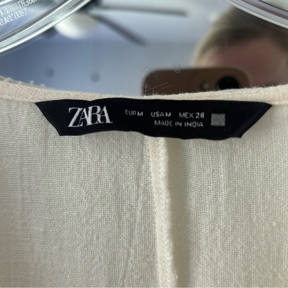 Zara Cream and Green Embroidered  Paisley Floral Peplum Top - Picture 8 of 10